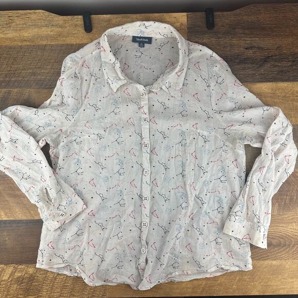 ModCloth Womens XL Sheer‎ Constellations Button Up Shirt Long Sleeve Blouse - Picture 1 of 7